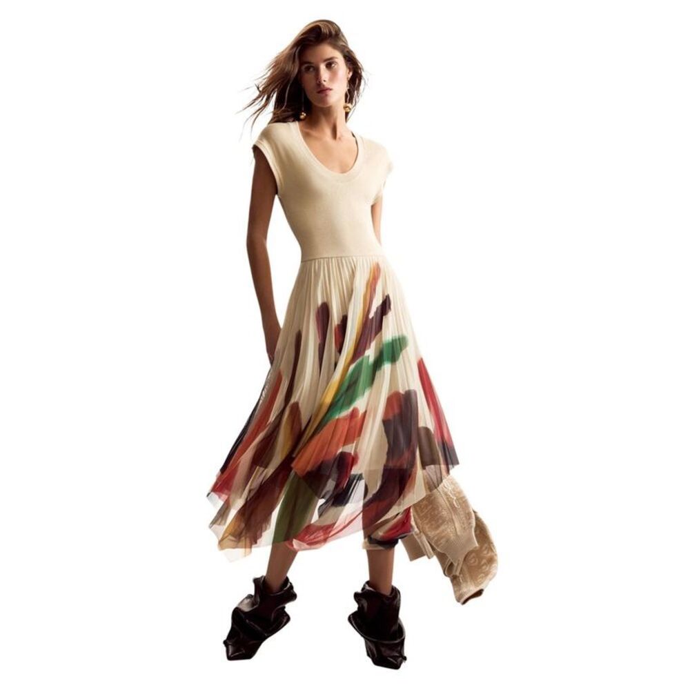 Desigual Beige Polyester Long Women's Dress